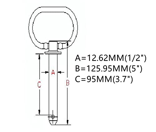 1/2" X 3.7"Red Handle Detent Pin,Head Towing Hitch Pin,Safety Coupler Locking Pin,Detent Pin