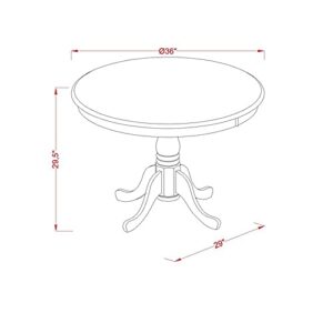 36" Antique Round Wooden Round Dining Table, Drop Leaf Dining Room Table with Pedestal Legs for Kitchen Dining Room, in Linen White