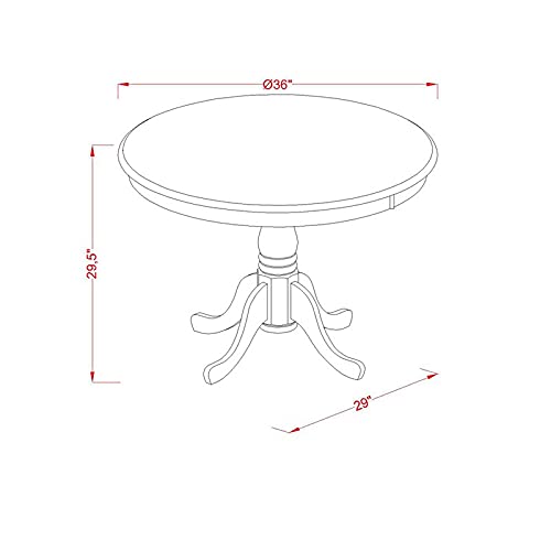 36" Antique Round Wooden Round Dining Table, Drop Leaf Dining Room Table with Pedestal Legs for Kitchen Dining Room, in Linen White