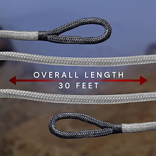 Terruva 1” x 30ft Kinetic Recovery Rope Kit - Recovery Rope - Kinetic Rope - Kinetic Tow Rope - Kinetic Rope Recovery - Perfect for ATV SUV UTV - Includes 2 Soft Shackles & Storage Bag