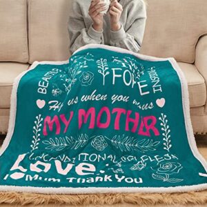 mothers day blanket gifts for mom blanket - i love you mom blanket - warm gifts for mom gifts from daughter son super soft throw blanket cozy blanket 50" x 60" （teal）