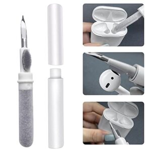 earbud cleaning kit, cleaner kit for airpods multi-function airpods cleaning pen with soft brush flocking sponge cleaning tools for bluetooth earbud case headphones camera phone white