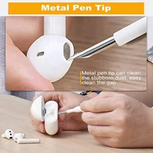 Earbud Cleaning Kit, Cleaner Kit for Airpods Multi-Function Airpods Cleaning Pen with Soft Brush Flocking Sponge Cleaning Tools for Bluetooth Earbud Case Headphones Camera Phone White