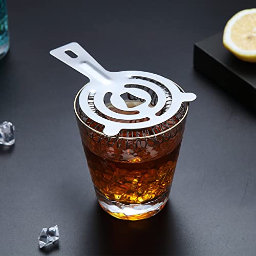 Evanda Cocktail Strainer, Stainless Stee Cocktail Bar Strainer Drink Strainer, Bar Strainer Cocktail w/High Density Spring, Ice Bar Shelf Strainer for Bartenders Drinking Water Filtering(Silver)