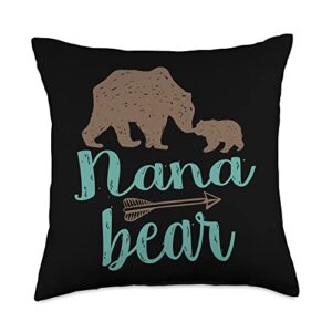 studiometzger cute nana bear matching family trendy arrow throw pillow, 18x18, multicolor