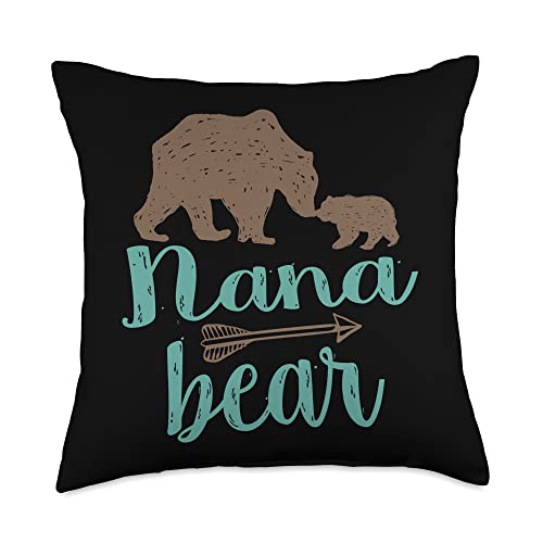 StudioMetzger Cute Nana Bear Matching Family Trendy Arrow Throw Pillow, 18x18, Multicolor