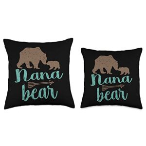 StudioMetzger Cute Nana Bear Matching Family Trendy Arrow Throw Pillow, 18x18, Multicolor