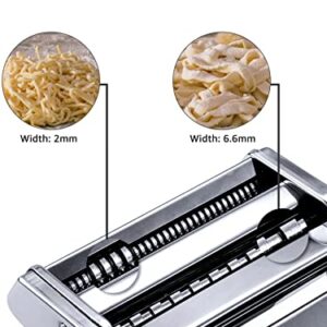 MZTOGR Pasta Maker Machine, Set of 6 Piece 150mm Steel Noodle Maker Machine with 9 Adjustable Thickness Settings, Includes Ravioli Maker Attachment, Pasta Drying Rack (MZ-150PR)