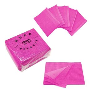 disposable waterproof dental bibs/towels, 13" x 18" (pack of 100) - waffle embossed -3 ply tissue - poly back dental bib to prevent leak through - dental consumables (fuchsia hot pink)-table covers