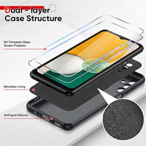 LeYi for Samsung Galaxy A13 5G Case: A13 5G Case with 2 Pack Tempered Glass Screen Protector for Women Men, Liquid Silicone Slim Silky-Soft Protective Phone Case for Samsung A13, Black