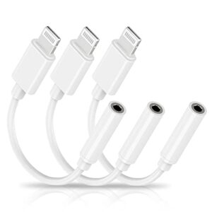 lightning to 3.5 mm headphone jack adapter, 3 pack[apple mfi certified] headphone adapter jack for iphone 3.5mm aux cord dongle cable compatible with iphone13/se 2020/12/11/xs/xr/x/8/7(white)