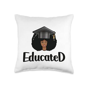 ed.d doctor of education gifts for women ed.d black woman doctor of education graduate throw pillow, 16x16, multicolor