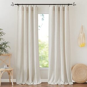 ryb home semi sheer curtains 84 inches long 2 panels set， soft linen blend sheer privacy curtains soften sunlight drapes for farmhouse living room bedroom patio dining， w 52 x l 84 inch， linen