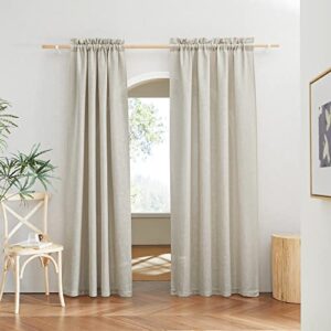 RYB HOME Semi Sheer Curtains 84 inches Long 2 Panels Set， Soft Linen Blend Sheer Privacy Curtains Soften Sunlight Drapes for Farmhouse Living Room Bedroom Patio Dining， W 52 x L 84 inch， Linen