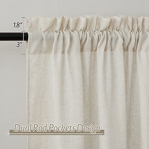 RYB HOME Semi Sheer Curtains 84 inches Long 2 Panels Set， Soft Linen Blend Sheer Privacy Curtains Soften Sunlight Drapes for Farmhouse Living Room Bedroom Patio Dining， W 52 x L 84 inch， Linen