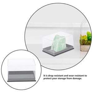 Cabilock 6pcs Transparent Plastic Boxes Natural Rough Mineral Specimen Display Cases Countertop Boxes Cube Transparent Display Boxes Pop Figures Display Collectibles Mineral Specimen