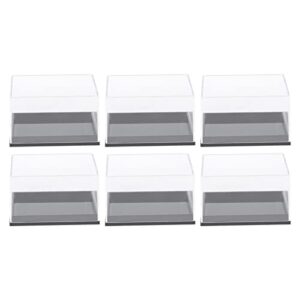 Cabilock 6pcs Transparent Plastic Boxes Natural Rough Mineral Specimen Display Cases Countertop Boxes Cube Transparent Display Boxes Pop Figures Display Collectibles Mineral Specimen