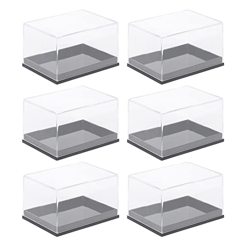 Cabilock 6pcs Transparent Plastic Boxes Natural Rough Mineral Specimen Display Cases Countertop Boxes Cube Transparent Display Boxes Pop Figures Display Collectibles Mineral Specimen