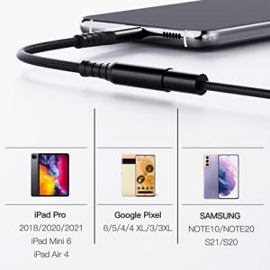 USB-C to 3.5 mm Headphone Jack Adapter,USB C to Aux Audio Dongle Cable Cord Compatible with iPhone 15,iPad Pro/mini6/air4,Samsung Galaxy S22 S21 S20 Note 20.