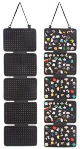 enamel lapel pin display panels organizer with 5 loose-leaf board pieces, hanging brooch pin organizer, badge collection display pages holds at least 200 pins.(pins not included) (black)