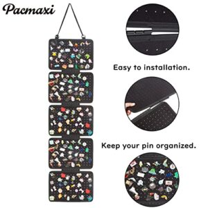 Enamel Lapel Pin Display Panels Organizer with 5 Loose-Leaf Board Pieces, Hanging Brooch Pin Organizer, Badge Collection Display Pages Holds at Least 200 Pins.(Pins Not Included) (Black)