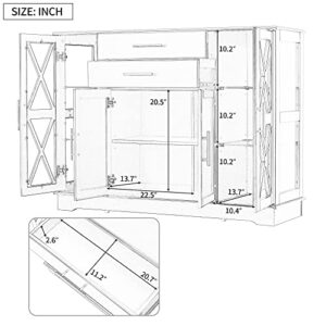 P PURLOVE Sideboard Buffet Server Storage Cabinet with Drawer Curio Bar Cabinet with Cabinet and Shelf for Kitchen Dining Room Furniture
