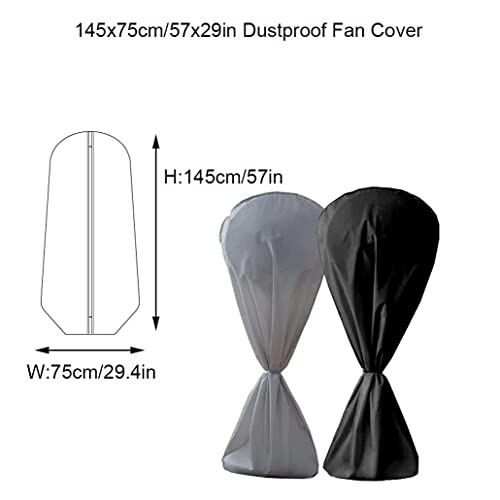 SUNSURE Floor Fans Cover 57x29in Electric Fan Dust Cover Waterproof Dustproof Cover Fans Protection for Floor Pedestal Stand Fans (Black)