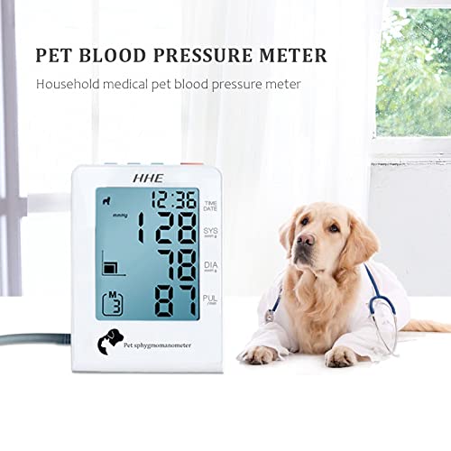 HHE Electronic Vet Use SphygmomanometerAutomatic Animal Vet Use Blood Pressure Monitor Tonometer 5 Cuffs Cat/Dog/Horse/Hamster (White)