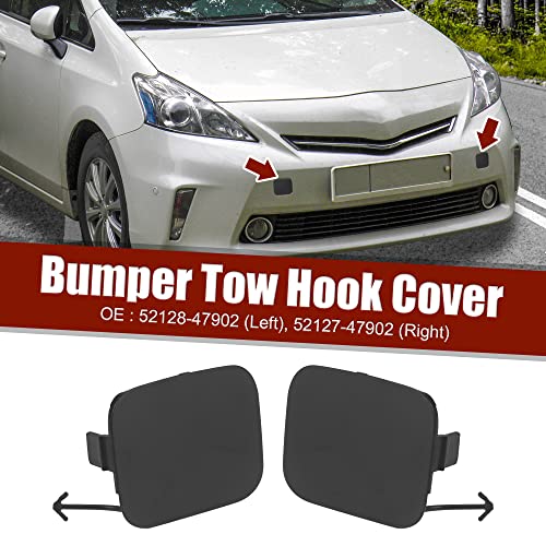 X AUTOHAUX Pair Front Bumper Tow Hook Cover 52128-47902 52127-47902 for Toyota Prius V 2012 2013 2014 Car Tow Hook Eye Hole Cover Plug