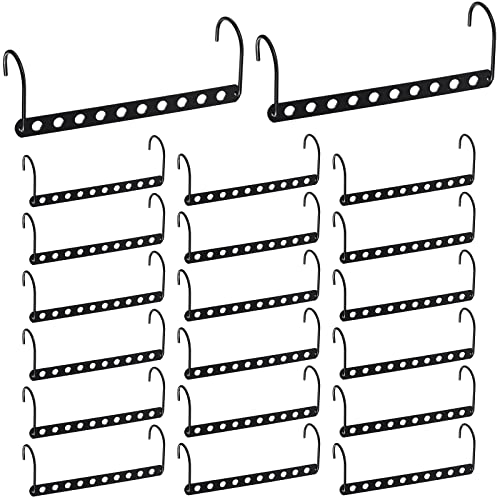 Essentials for College Students Girls Closet Organizers and Storage Dorm Room Metal Closet Organizer for Closet Organizer Clothing Hanger Organizer Hook Design (Black,20 Pieces)