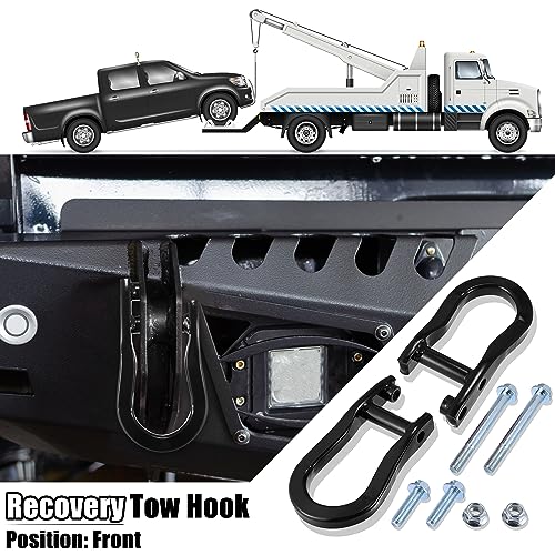X AUTOHAUX Left Right Front Recovery Tow Hooks Kit 84072463 for Chevy for Chevrolet Silverado for GMC Sierra 1500 2007-2019 Black