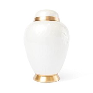 always adored decorative urn burial urns ashes adult male female large brass cremation urns for human ashes adult size funeral urn for men or women, white urns for human ashes adult female, gold trim