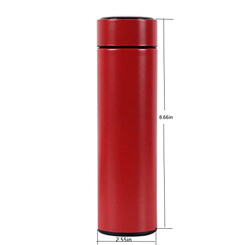 Coffee thermos stainless steel double-layer insulation, 500ml large capacity, 12 hours of continuous insulation, a variety of colors to choose from (Red), 8.66inx2.55in