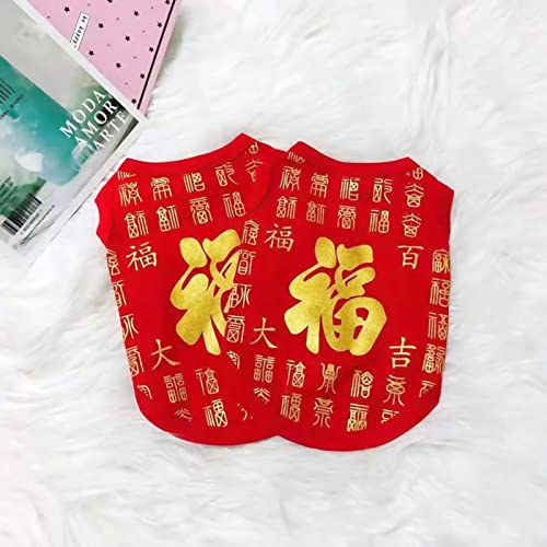 Bluelans Pet Vest Chinese FU Printing Fashion Red Color Cat Puppy Dog Clothes Chinese New Year Pet Costume Pet Clothes for Small Meduim Large Dogs Red M