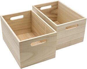 sorbus unfinished wood crates - organizer bins, wooden box for pantry organizer storage, closet, arts & crafts, cabinet organizers, containers for organizing (2 pack)