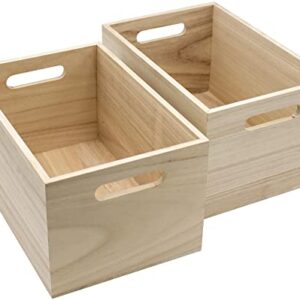 Sorbus Unfinished Wood Crates - Organizer Bins, Wooden Box for Pantry Organizer Storage, Closet, Arts & Crafts, Cabinet Organizers, Containers for Organizing (2 Pack)
