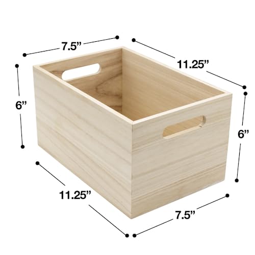 Sorbus Unfinished Wood Crates - Organizer Bins, Wooden Box for Pantry Organizer Storage, Closet, Arts & Crafts, Cabinet Organizers, Containers for Organizing (2 Pack)