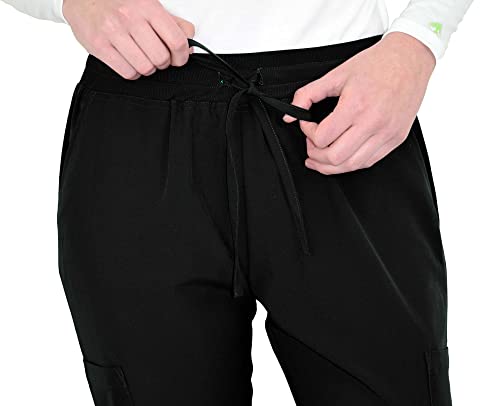 Green Town Women's Medical Nursing Jogger Scrub Pant GT Performance-Black-X-Large