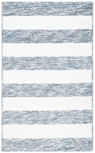 safavieh easy care collection accent rug - 2'3" x 4', grey & ivory, stripe design, non-shedding & easy care, machine washable ideal for high traffic areas in entryway, living room, bedroom (ecr115f)