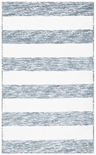 SAFAVIEH Easy Care Collection Accent Rug - 2'3" x 4', Grey & Ivory, Stripe Design, Non-Shedding & Easy Care, Machine Washable Ideal for High Traffic Areas in Entryway, Living Room, Bedroom (ECR115F)