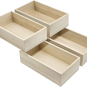 Sorbus Unfinished Wood Crates - Organizer Bins, Wooden Box for Pantry Organizer Storage, Closet, Arts & Crafts, Cabinet Organizers, Containers for Organizing (4 Pack)