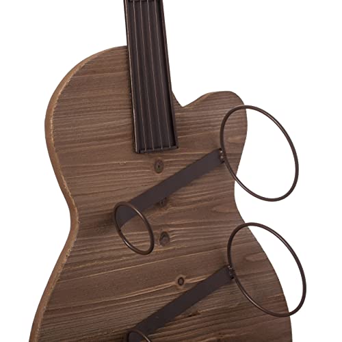 Vintiquewise Black Metal Guitar Shaped Wine Rack Holder for Living Room, Dining, or Entryway