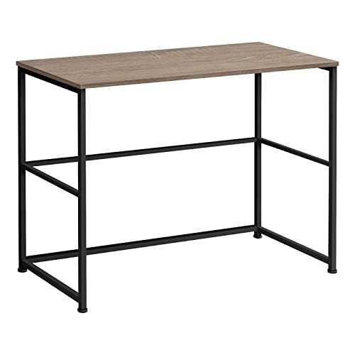 Monarch Specialties 7777 Computer Desk, Home Office, Laptop, Left, Right Set-up, Storage Drawers, Work, Metal, Laminate, Brown, Contemporary Desk-40 L Dark Taupe Black, 40" L x 19" W x 30" H