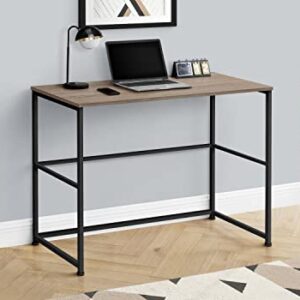Monarch Specialties 7777 Computer Desk, Home Office, Laptop, Left, Right Set-up, Storage Drawers, Work, Metal, Laminate, Brown, Contemporary Desk-40 L Dark Taupe Black, 40" L x 19" W x 30" H