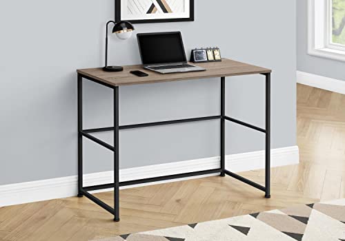 Monarch Specialties 7777 Computer Desk, Home Office, Laptop, Left, Right Set-up, Storage Drawers, Work, Metal, Laminate, Brown, Contemporary Desk-40 L Dark Taupe Black, 40" L x 19" W x 30" H