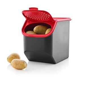 new tupperware modular potato smart storage keeper bin 5qt container black and red