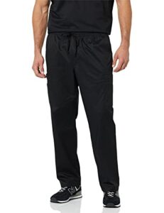 amazon essentials men's elastic drawstring waist scrub pant, black, medium
