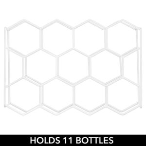 mDesign Metal Hexagon 3-Tier Wine Rack - Minimalist Bottle Holder for Kitchen Countertop, Pantry, or Refrigerator Space - Wine, Beer, Pop/Soda, Water Bottles, and Juice, Holds 11 Bottles - Matte White