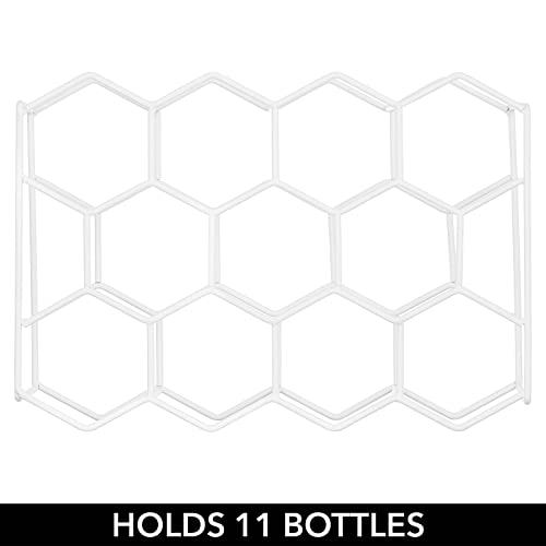 mDesign Metal Hexagon 3-Tier Wine Rack - Minimalist Bottle Holder for Kitchen Countertop, Pantry, or Refrigerator Space - Wine, Beer, Pop/Soda, Water Bottles, and Juice, Holds 11 Bottles - Matte White