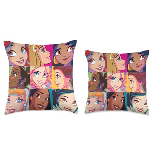 Disney Princess Characters Pop Art Grid Throw Pillow, 18x18, Multicolor